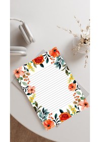 Resim 20 Adet 20x28 cm Boyutunda Çiçekli Mektup Kağıdı/not Kağıdı Model 3 