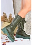 Resim Fox Shoes Haki Kalın Tabanlı Kadın Çizme L996081009 