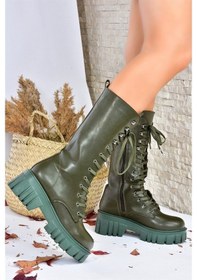 Resim Fox Shoes Haki Kalın Tabanlı Kadın Çizme L996081009 