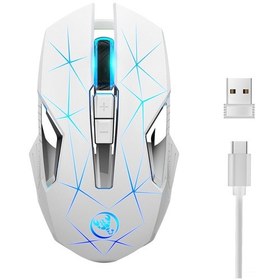 Resim Geeksen Hxsj T300 Kablosuz Optoelektronik Fare, 7 Tuş, 2400dpı, 10m Menzil, Siyah/beyaz Optik 