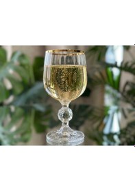 Resim Çnr Home Collection Bohemia Kristal Optik Kadeh Seti 6 'lı - Gerçek Altin Yaldiz Ağizli Şik Cam Kadeh Gri 