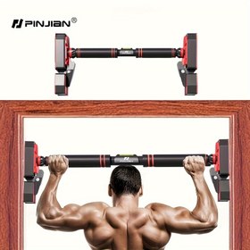 Resim 1 Adet PINJIAN Ayarlanabilir Kapı Çekme Çubuğu - Vidalama Gerektirmeyen, Kaymaz Paslanmaz Çelik Güç Antrenman Aleti, Genişlik Kilitli Mekanizmalı Ev Spor Salonu Üst Beden Egzersizi İçin, Kırmızı/Siyah, Güvenli Tutuş Tasarımı | Köpük Dolgulu Özellik, Spor Salonu Aksesuarları 