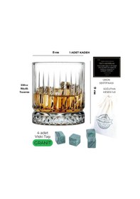 Resim 330 Cc Italy Serisi Büyük Kadeh Viski Bardağı 4 Adet Viski Taşı Hediyeli Beyaz 