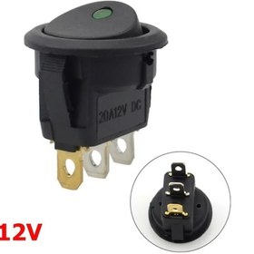 Resim Ic-132A Yuvarlak Nokta Işıklı Yeşil Anahtar On-Off 3P 12V 100 Ade 