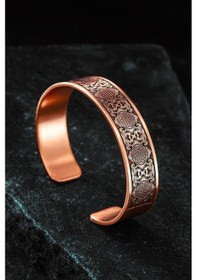 Resim Lotus Çiçeği - Yaşam Çiçeği Erkek Kelepçe Bileklik Rose Gold 