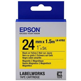 Resim Epson LK-6YB2 Mıknatıslı Sarı Üzeri Siyah 24mm 9Metre Etiket 