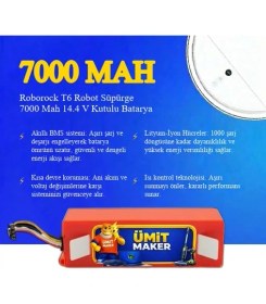 Resim Ümit Maker Roborock T6 Robot Süpürge 7000 Mah 14.4 V Kutulu Batarya - Orjinal Uyumlu Uzun Ömürlü, Yüksek Performans Pil 