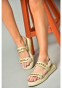 Resim Fox Shoes S518105609 Bej Gold Zincir Detaylı Kadın Sandalet Bej 