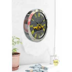 Resim Bahat Krom Çerçeveli Salon Ofis Duvar Saati 36 cm 