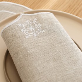 Resim 2’li Set Geometrik Model Taş Rengi Peçete 