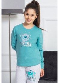 Resim Vienetta Kız Çocuk O Yaka Manşetli Pijama Takım 4027M,3-7 Yaş 
