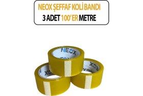 Resim Neox Şeffaf Koli Bandı 3 Adet 100'ER Metre 
