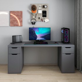 Resim Alen 180 cm 2 Çekmeceli 2 Dolaplı Çalışma & Oyuncu Masası - Antrasit 