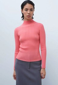 Resim Pembe Yarım Boğazlı Kadın Kazak - PEMBE / 36 