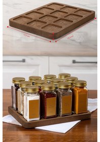 Resim Mienda Home Ahşap Standlı Cam Baharatlık Seti Gold Kapak-etiket 12'li Baharatlık Takımı-mh01gld12 Gold - Şeffaf 