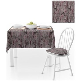 Resim Yaprak Desenli Pembe Vizon Dijital Baskılı Petek Dokuma Masa Örtüsü 140x140 