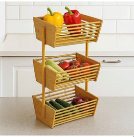 Resim Bambu Sebzelik, Bambu Raflı Organizer Açık Ahşap 