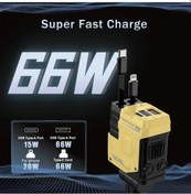 Resim Challenger Sarı 66w Hızlı Şarj Adaptörü Gerilim Göstergeli 180 Derece Ayarlanabilir 2 Usb Portlu Araba Şarj Cihazı 