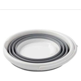 Resim Sarfmall Sarfmall Katlanır Silikon Su Kovası Banyo Temizlik Kovası 6,5 Lt Gri ŞEFFAF 