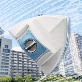 Resim İki Taraflı Ayarlanabilir Manyetik Cam Temizleme Aracı, Su Depolama Tankı ile, ABS Malzemesinden Üretilmiş, Çok Fonksiyonlu Cam Kazıyıcı ve Dahili Su Depolama Özelliğine Sahip, Üçgen Köşelerin Güvenlik Özelliklerini Korur, Mutfak ve Yüksek Kat Camı için Uygun, Yeniden Kullanılabilir Temizlik Bezi Dahil, Ev Temizliği İçin Gerekli 