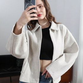 Resim Kadınlar İçin Sonbahar Modasın Retro Dönüş Yaka Uzun Kollu Ceket 