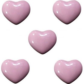 Resim 5 Adet Tomurcuk Porselen Çocuk Odası Pembe Kalp Mobilya Kulp Pembe 