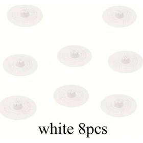 Resim Willowhaven 8 Adet Beyaz Tıkanma Önleyici Saş Filtreli Silikon Banyo Mutfak Lavabo Gider Kapağı 