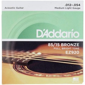 Resim D'Addario EZ920 85/15 Bronze Akustik Gitar Teli - Medium/Light (12-54) 