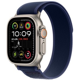 Resim Apple Watch Ultra 2 GPS + Cellular 49mm Natürel Titanyum Kasa ve Mavi Trail Loop - M/L Apple