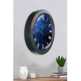 Resim Bahat Salon Ofis Duvar Saati Gri Metal Çerçeve 36 cm 