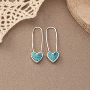 Resim Vintage Boho Kalp Turkuaz Sarkan Küpeler, Çinko Alaşımlı Alaşımlı Kulak İğnesi, Günlük ve Hediye Etkinlikleri için Şık Sade Tasarım, Kaplama Yok - Tüm Sezon Takıları 