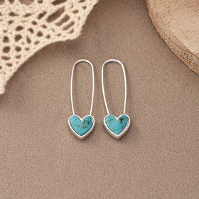 Resim Vintage Boho Kalp Turkuaz Sarkan Küpeler, Çinko Alaşımlı Alaşımlı Kulak İğnesi, Günlük ve Hediye Etkinlikleri için Şık Sade Tasarım, Kaplama Yok - Tüm Sezon Takıları 