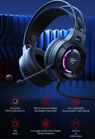 Resim Havit Gamenote H2049D Rgb Işıklı 3.5mm Gaming Kablolu Oyuncu Kulaklığı - Mikrofonlu, 50MM Sürücü 