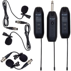 Resim MAGICVOICE MV-19596 UHF ENSTRÜMAN TİP KABLOSUZ MİKROFON ÜÇLÜ SET(KÜRSÜ-YAKA MİK Lİ)XRL Lİ 
