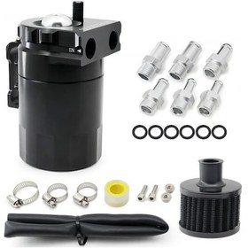 Resim Honeybeeshop 300ml Alüminyum Evrensel Yakıt Tankı Siyah Kompakt Yağ Yakalama Kabı Hava Filtreli Baffled 