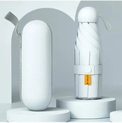 Resim Elmpaly Off White Lüks Kompakt Güneş Şemsiyesi Upf 50+ Hafif Alüminyum 