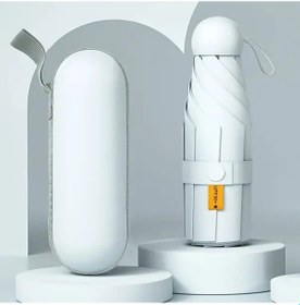 Resim Elmpaly Off White Lüks Kompakt Güneş Şemsiyesi Upf 50+ Hafif Alüminyum 