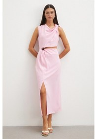 Resim Uterpe Drapeli Cut-out Elbise Pembe 