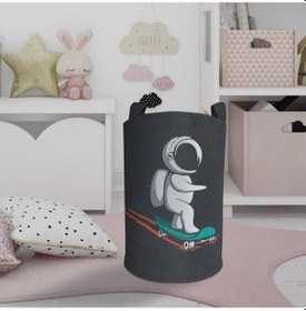 Resim Mekta Home Bebek Ve Çocuk Odası Kaykaylı Astronot Desenli Oyuncak Sepeti Renkli Çok Renkli 