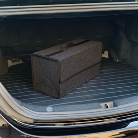 Resim 1 adet Büyük Katlanabilir Araba Bagaj Düzenleyici, Güçlendirilmiş Tutacaklar ile Dayanıklı Polyester Fiber Depolama Çantası, Araç İçi Düzenleme için Çok Yönlü ve Alan Tasarrufu Sağlayan Tasarım, Seyahat için Bagaj 