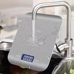 Resim Mutfak Terazisi - Paslanmaz Çelik Yüzeyli Mutfak Tartısı - Dara Işlevi, LCD Ekran, 5 Birim Dönüştürme ve Otomatik Kapanma Özellikli Tartı (10 kg Yüksek Kapasite) 
