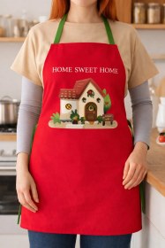Resim Ays Home Ev Desen Kırmızı Mutfak Önlüğü Kırmızı 