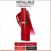 Resim Loreal Paris Infaillible Laque Resistance Likit Parlak Ruj - 420 Rouge Paris 