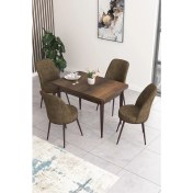 Resim Canisa Concept Nil Serisi 70 x 110 cm Sabit Barok Ahşap Desen Mutfak Masa Takımı+4 Adet Sandalye 