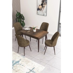 Resim Canisa Concept Nil Serisi 70 x 110 cm Sabit Barok Ahşap Desen Mutfak Masa Takımı+4 Adet Sandalye 