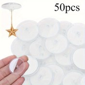 Resim 50 Adet Mini Şeffaf Tavan Kancaları - Güçlü Kendinden Yapışkanlı Tutuş, Dikişsiz Asma, Duvar Depolama, DIY Ev Dekoru, Parti, Noel, Bayrak ve Düzenleme Çözümü 