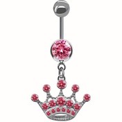 Resim Şık Pembe Yapay Kristal Göbek Halkası - Kadınlar için Paslanmaz Çelik Vücut Takısı, Güvenli & Dayanıklı Günlük Kıyafetler İçin Göbek Piercing Takıları, Dekoratif Göbek Piercing 