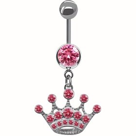 Resim Şık Pembe Yapay Kristal Göbek Halkası - Kadınlar için Paslanmaz Çelik Vücut Takısı, Güvenli & Dayanıklı Günlük Kıyafetler İçin Göbek Piercing Takıları, Dekoratif Göbek Piercing 