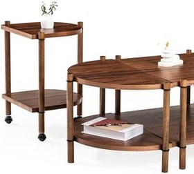 Resim Lagoma - Cosmos Yarım Daire Raflı Modüler Yan Sehpa - Ceviz 