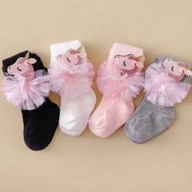 Resim Kız Çorabı At Desenli 1 Adet, Rahat Günlük Spor Çoraplar 